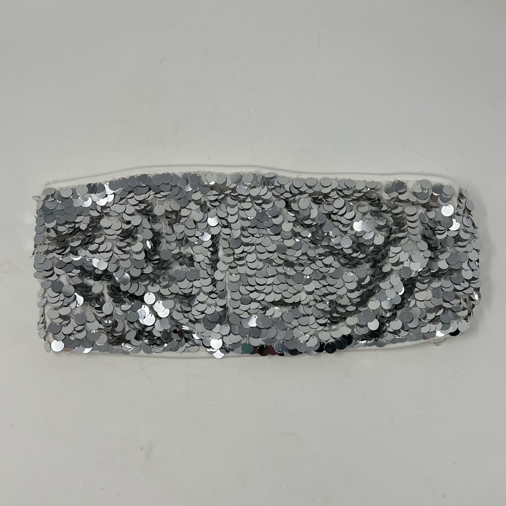 New Bardot Silver Sequin Crop Tube Bandeau Top Medium NWT